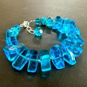 Chunky Crystal Bracelet, Sterling Silver, Adjustable, Handmade by Prairie Ice